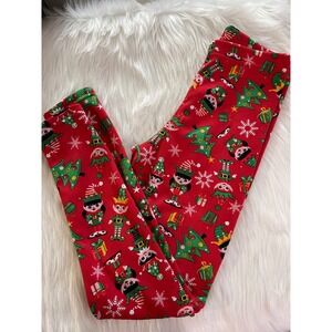 No Boundaries Juniors Fleece Lined Sz 7/9 Christmas Elf Christmas Tree Leggings